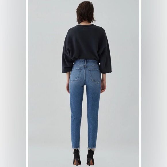 Agolde Jamie Blue Jeans Crop High Rise Straight Leg Size 24 - Picture 5 of 11
